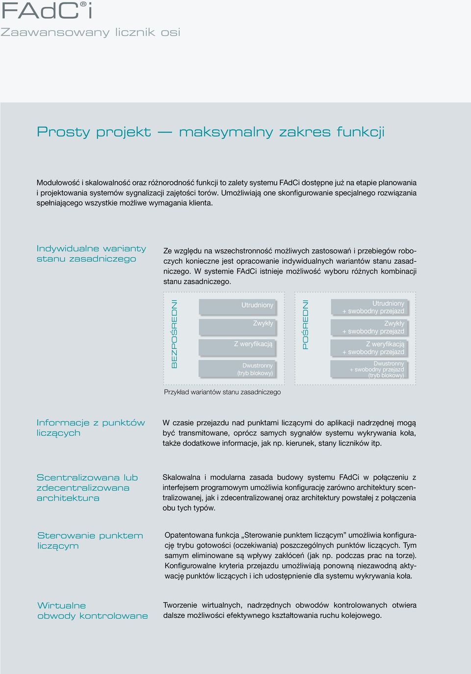 Indywidualne warianty stanu zasadniczego Ze względu na wszechstronność możliwych zastosowań i przebiegów roboczych konieczne jest opracowanie indywidualnych wariantów stanu zasadniczego.