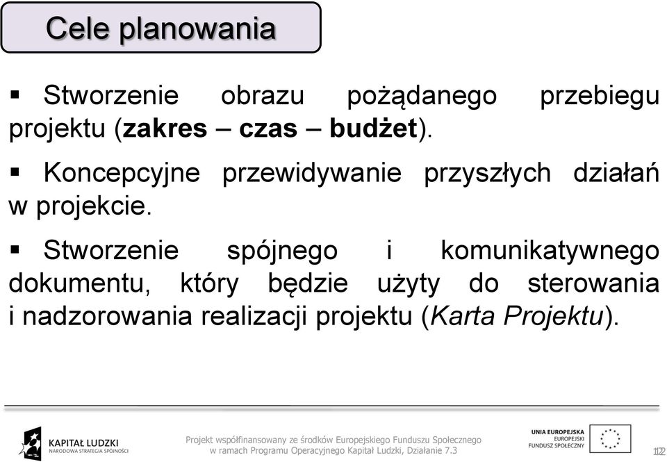 Koncepcyjne przewidywanie przyszłych działań w projekcie.