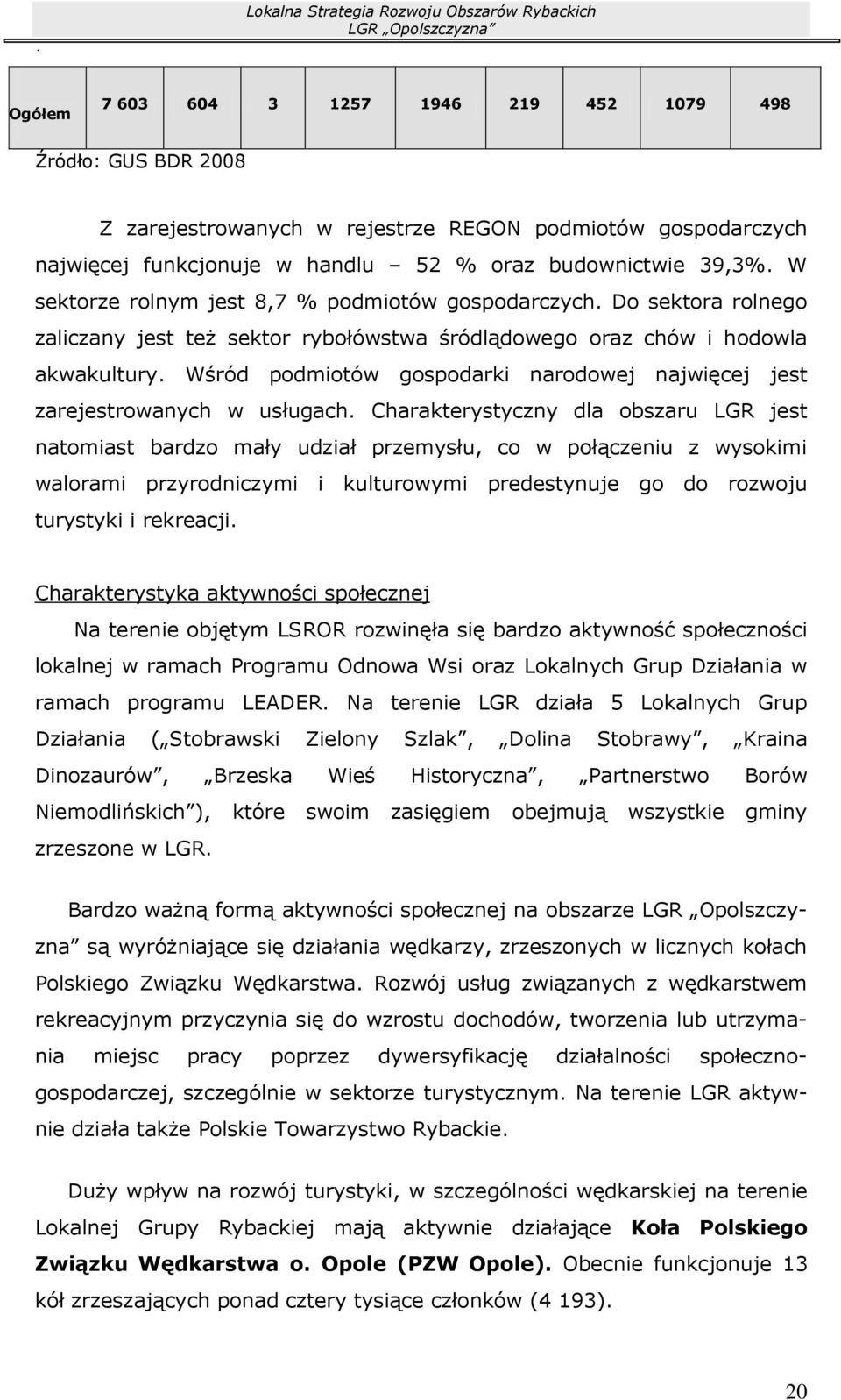 Do sektora rolnego zaliczany jest też sektor rybołówstwa śródlądowego oraz chów i hodowla akwakultury. Wśród podmiotów gospodarki narodowej najwięcej jest zarejestrowanych w usługach.