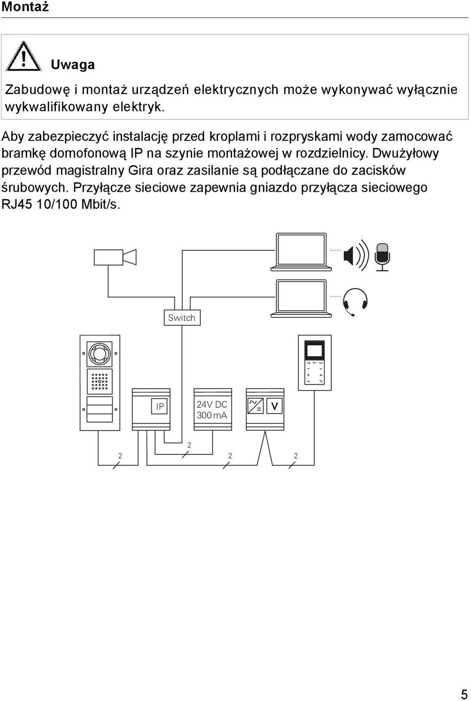 montażowej w rozdzielnicy.