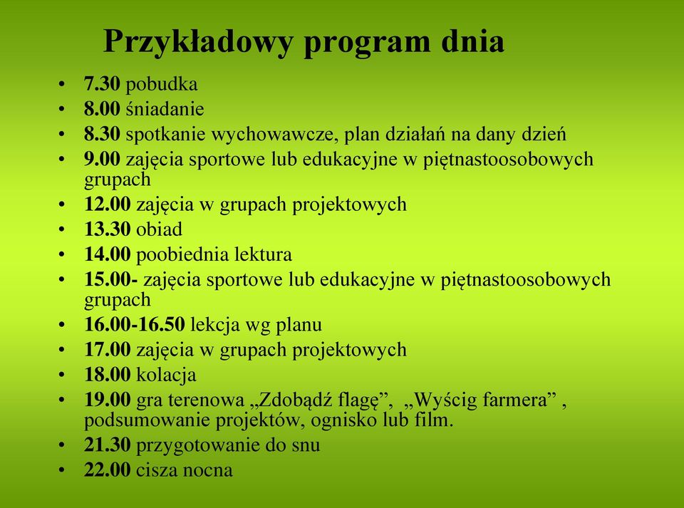 00 poobiednia lektura 15.00- zajęcia sportowe lub edukacyjne w piętnastoosobowych grupach 16.00-16.50 lekcja wg planu 17.