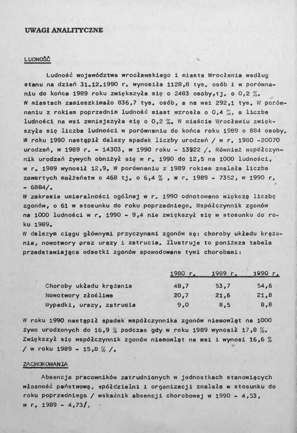 W porównaniu z rokiem poprzednim ludność miast wzrosła o 0,4 %, a liczba ludności na wal zmniejszyła się o 0,2 %.