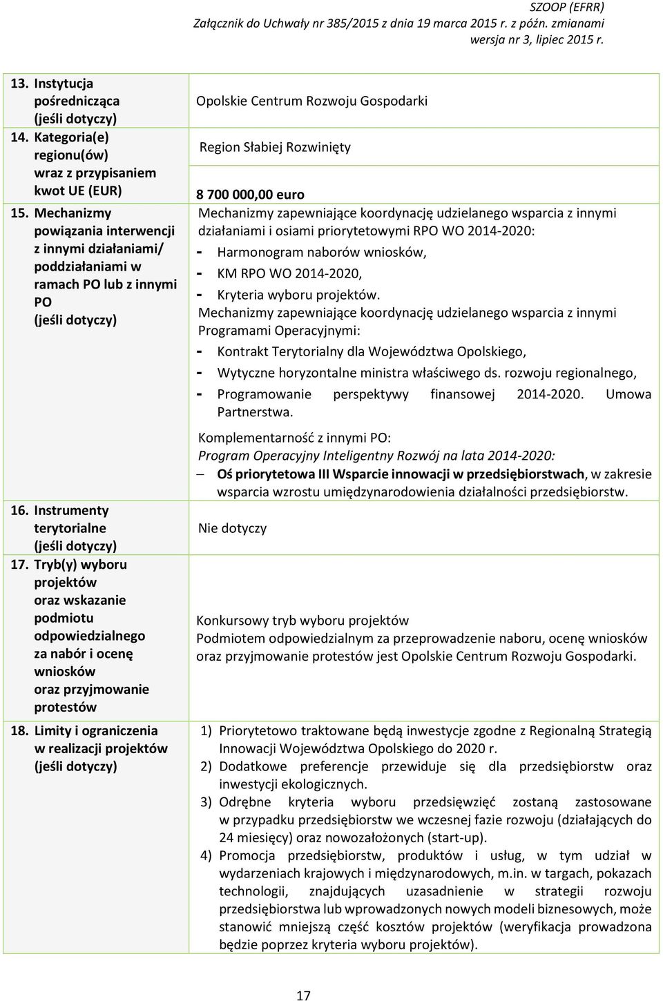 Tryb(y) wyboru projektów oraz wskazanie podmiotu odpowiedzialnego za nabór i ocenę wniosków oraz przyjmowanie protestów 18.