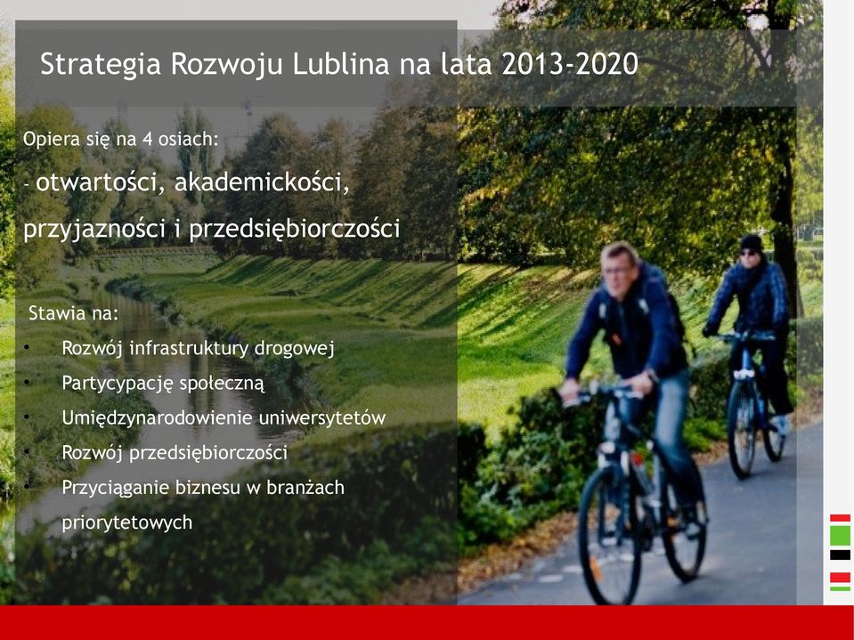 Rozwój infrastruktury drogowej Partycypację społeczną Umiędzynarodowienie