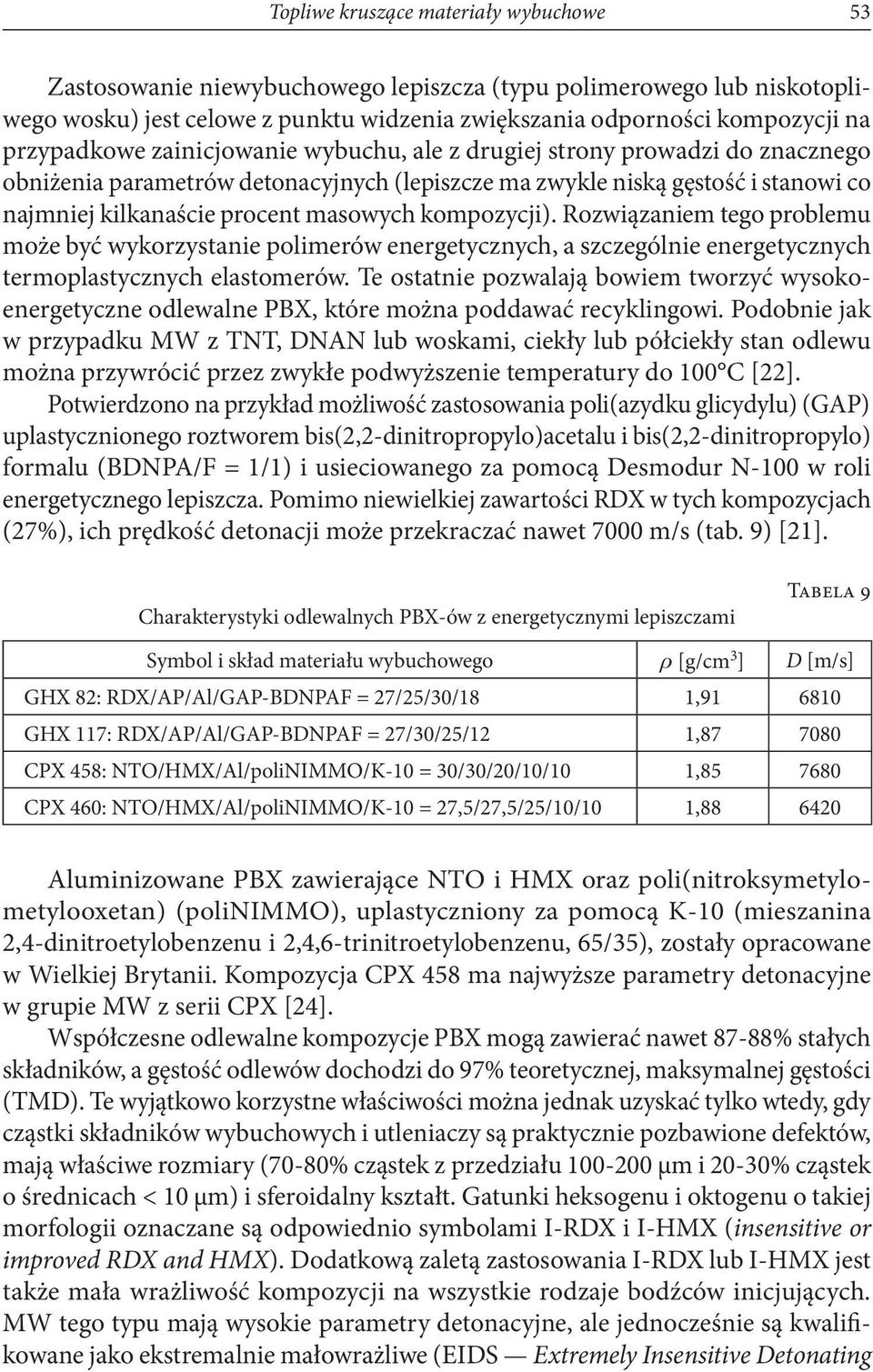 kompozycji). Rozwiązaniem tego problemu może być wykorzystanie polimerów energetycznych, a szczególnie energetycznych termoplastycznych elastomerów.