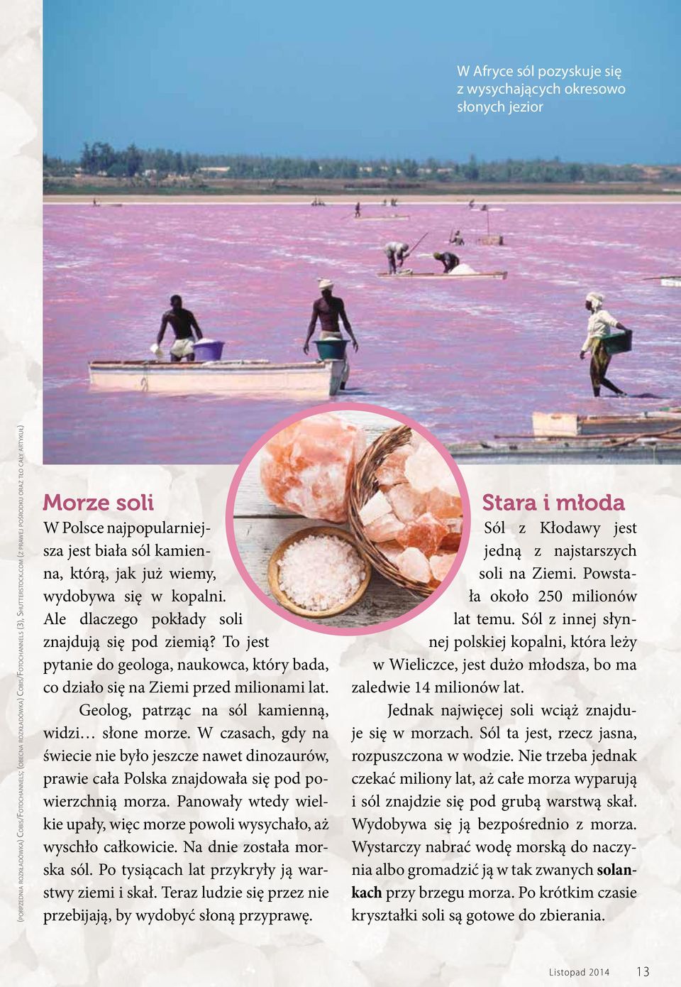 To jest pytanie do geologa, naukowca, który bada, co działo się na Ziemi przed milionami lat. Geolog, patrząc na sól kamienną, widzi słone morze.