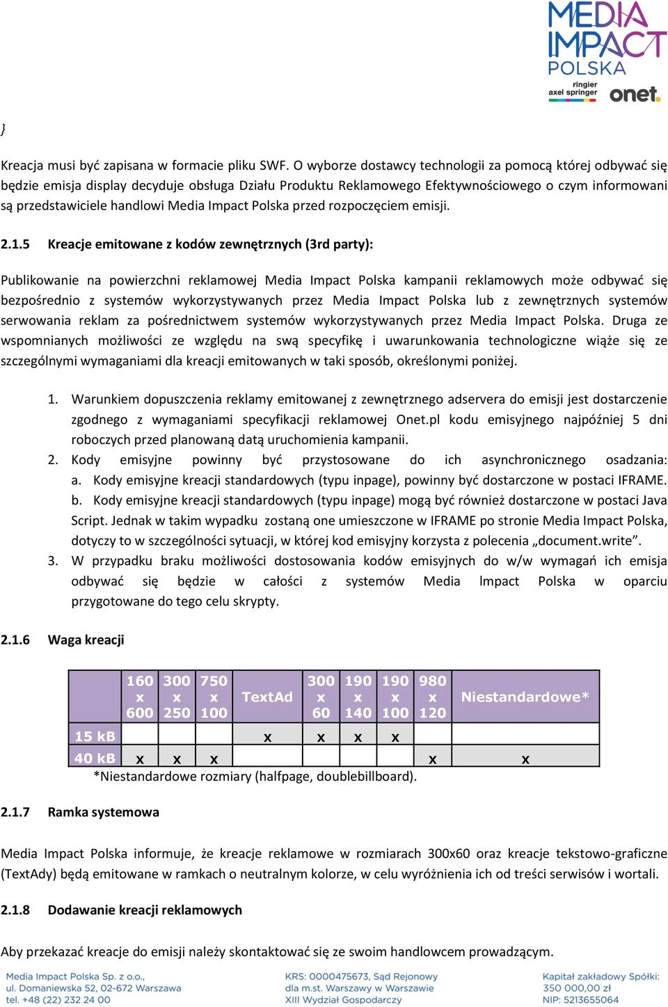 Impact Polska przed rozpoczęciem emisji. 2.1.