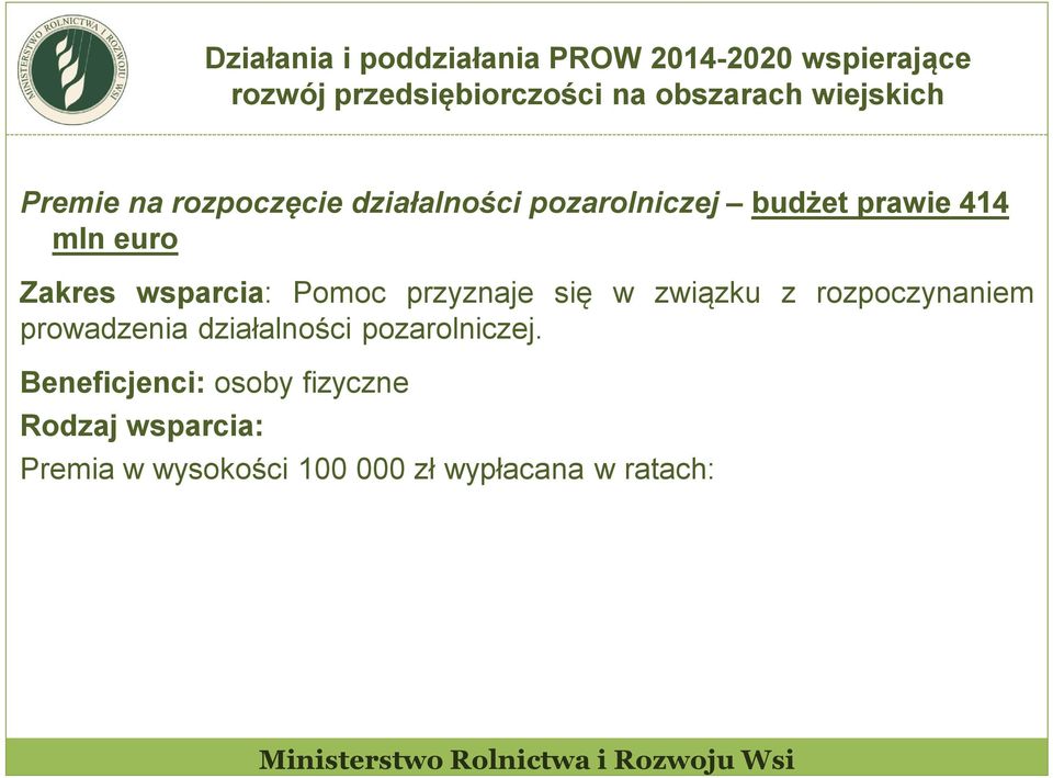 wsparcia: Pomoc przyznaje się w związku z rozpoczynaniem prowadzenia działalności