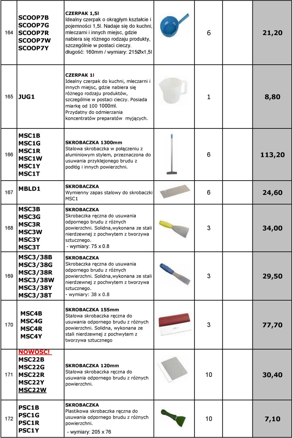 długość: 10mm / wymiary: 215Øx1,5l 21,20 15 JUG1 CZERPAK 1l Idealny czerpak do kuchni, mleczarni i innych miejsc, gdzie nabiera się różnego rodzaju produktów, szczególnie w postaci cieczy.