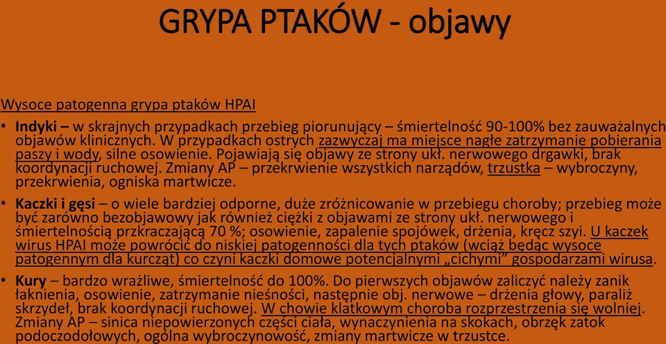 Zmiany AP przekrwienie wszystkich narządów, trzustka wybroczyny, przekrwienia, ogniska martwicze.