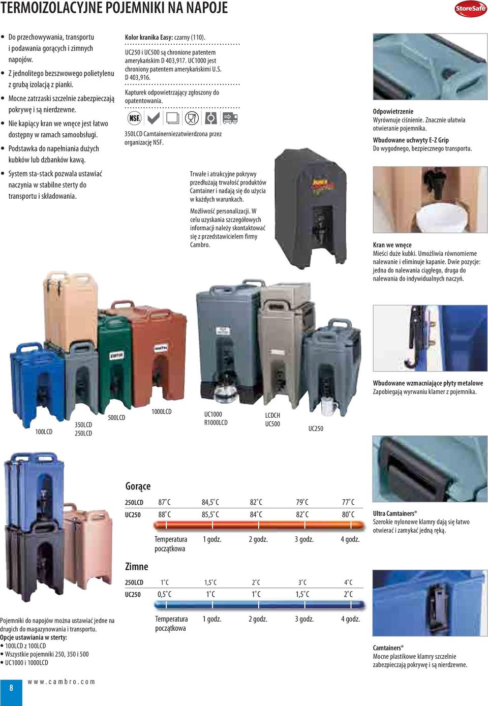 System sta-stack pozwala ustawiać naczynia w stabilne sterty do transportu i składowania. Kolor kranika Easy: czarny (110). UC250 i UC500 są chronione patentem amerykańskim D 403,917.