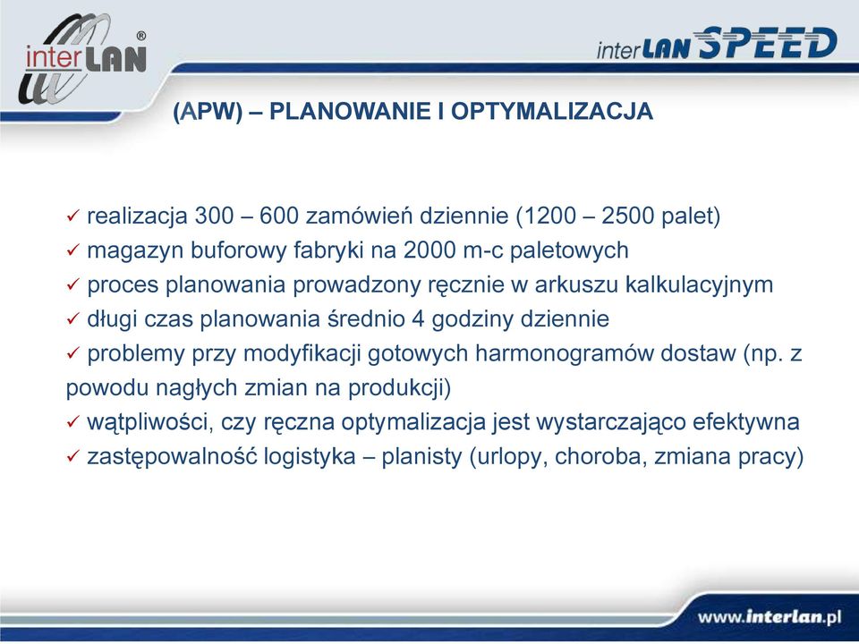 godziny dziennie problemy przy modyfikacji gotowych harmonogramów dostaw (np.