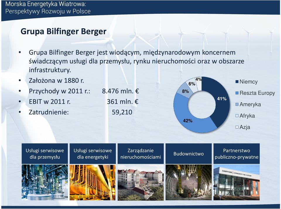 Niemcy 6% 8% Przychody w 2011 r.: 8.476 mln. Reszta Europy 41% EBIT w 2011 r. 361 mln.