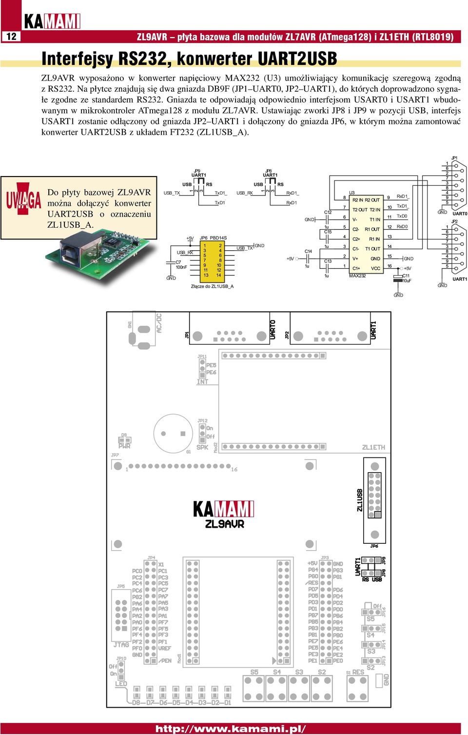 Gniazda te odpowiadają odpowiednio interfejsom USART0 i USART1 wbudowanym w mikrokontroler ATmega128 z modułu ZL7AVR.
