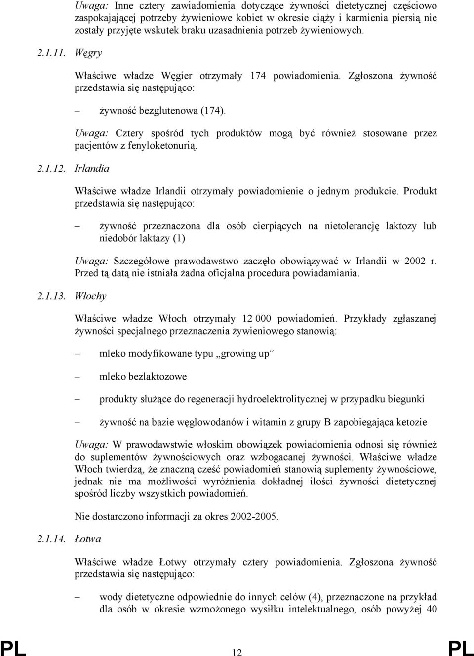 uzasadnienia potrzeb żywieniowych. Właściwe władze Węgier otrzymały 174 powiadomienia. Zgłoszona żywność żywność bezglutenowa (174).