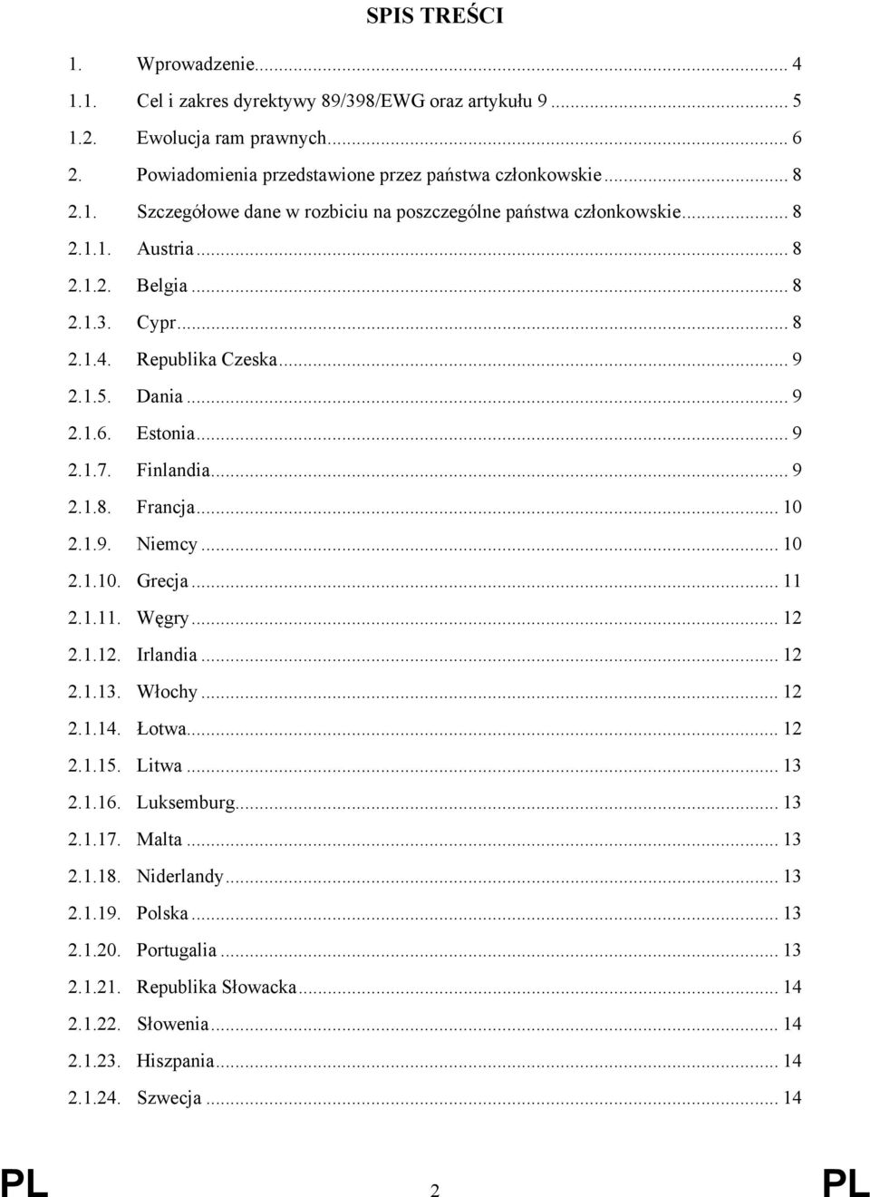 .. 11 2.1.11. Węgry... 12 2.1.12. Irlandia... 12 2.1.13. Włochy... 12 2.1.14. Łotwa... 12 2.1.15. Litwa... 13 2.1.16. Luksemburg... 13 2.1.17. Malta... 13 2.1.18. Niderlandy... 13 2.1.19. Polska.