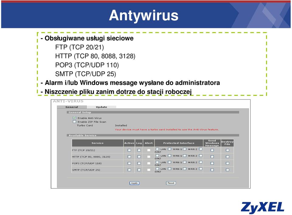 (TCP/UDP 25) - Alarm i/lub Windows message wysłane do