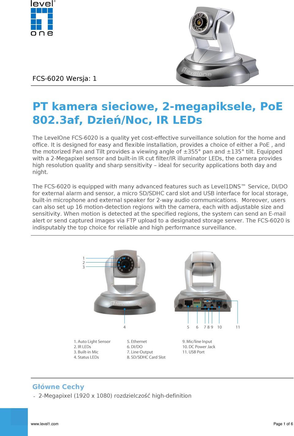 Equipped with a 2-Megapixel sensor and built-in IR cut filter/ir illuminator LEDs, the camera provides high resolution quality and sharp sensitivity ideal for security applications both day and night.