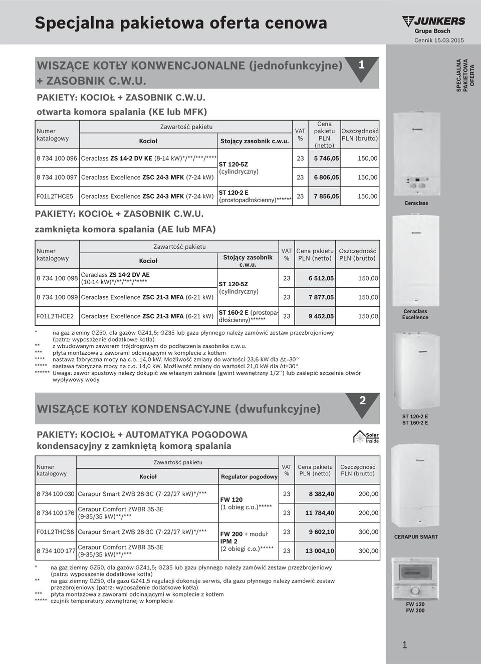 Excellence ZSC 24-3 MFK (7-24 kw) 23 6 806,05 150,00 F01L2THCE5 Ceraclass Excellence ZSC 24-3 MFK (7-24 kw) PAKIETY: KOCIOŁ + ZASOBNIK C.W.U.