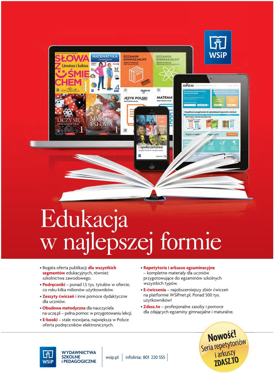 E-booki stale rozwijana, największa w Polsce oferta podręczników elektronicznych.