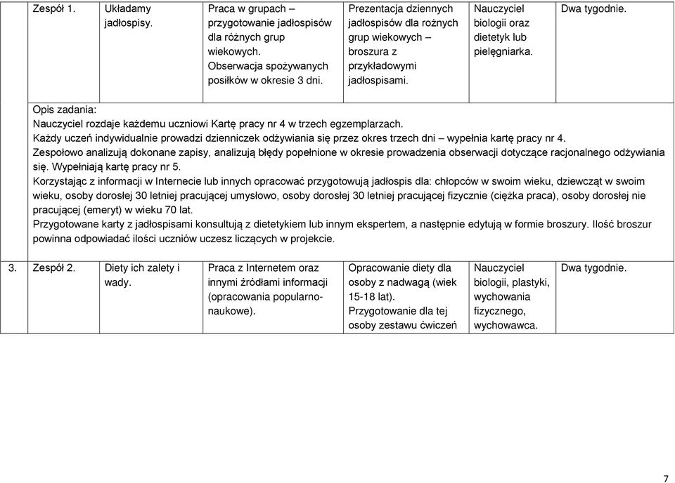 Opis zadania: Nauczyciel rozdaje każdemu uczniowi Kartę pracy nr 4 w trzech egzemplarzach.