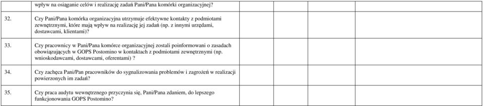 z innymi urzędami, dostawcami, klientami)? 33.