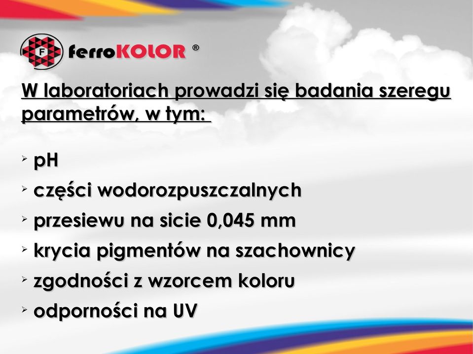 przesiewu na sicie 0,045 mm krycia pigmentów na