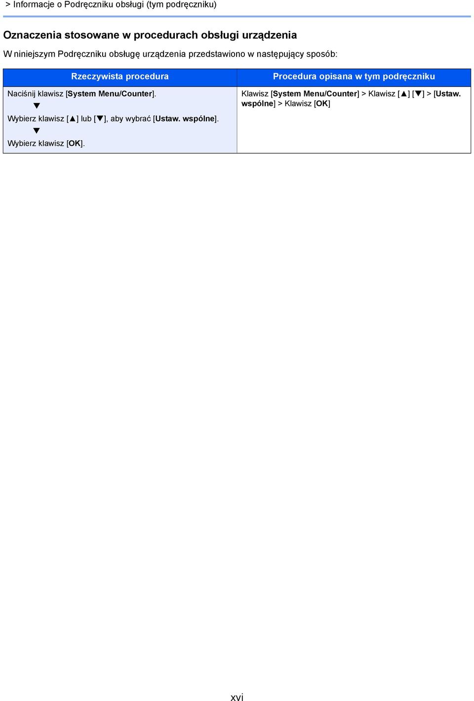 klawisz [System Menu/Counter]. Wybierz klawisz [ ] lub [ ], aby wybrać [Ustaw. wspólne]. Wybierz klawisz [OK].