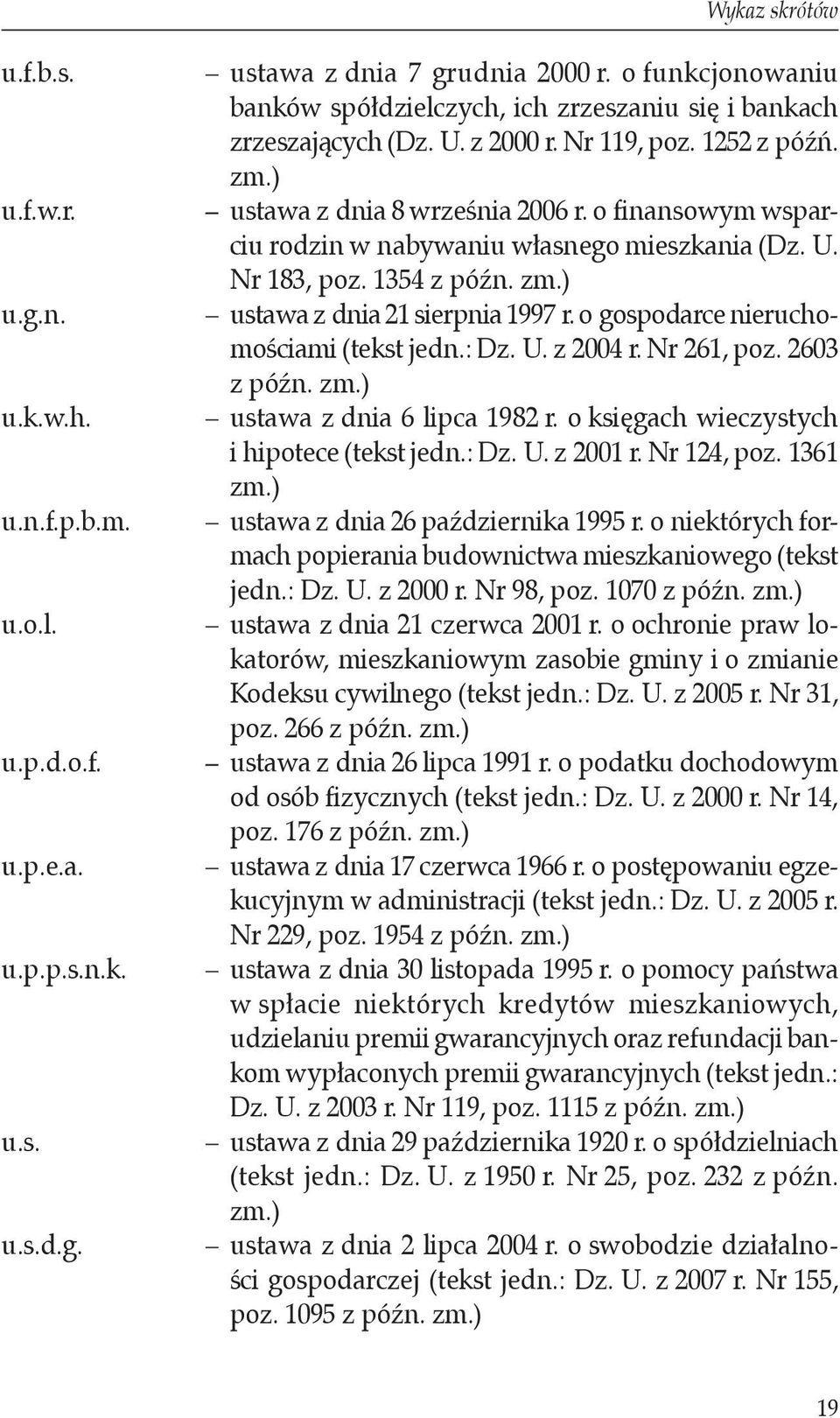 o finansowym wsparciu rodzin w nabywaniu własnego mieszkania (Dz. U. Nr 183, poz. 1354 z późn. zm.) ustawa z dnia 21 sierpnia 1997 r. o gospodarce nieruchomościami (tekst jedn.: Dz. U. z 2004 r.