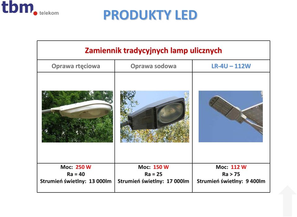 Strumień świetlny: 13 000lm Moc: 150 W Ra = 25 Strumień