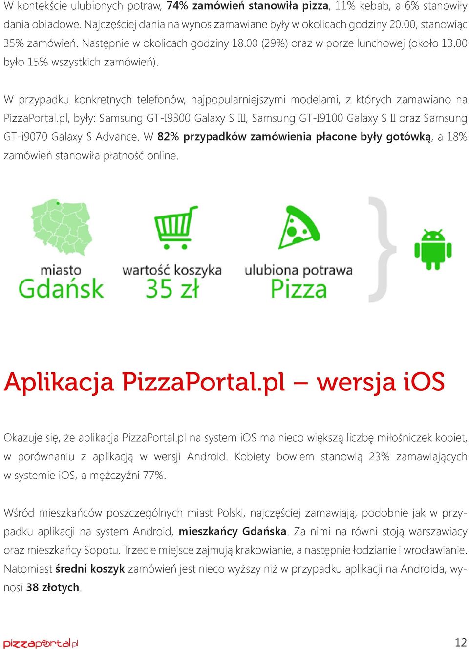 W przypadku konkretnych telefonów, najpopularniejszymi modelami, z których zamawiano na PizzaPortal.