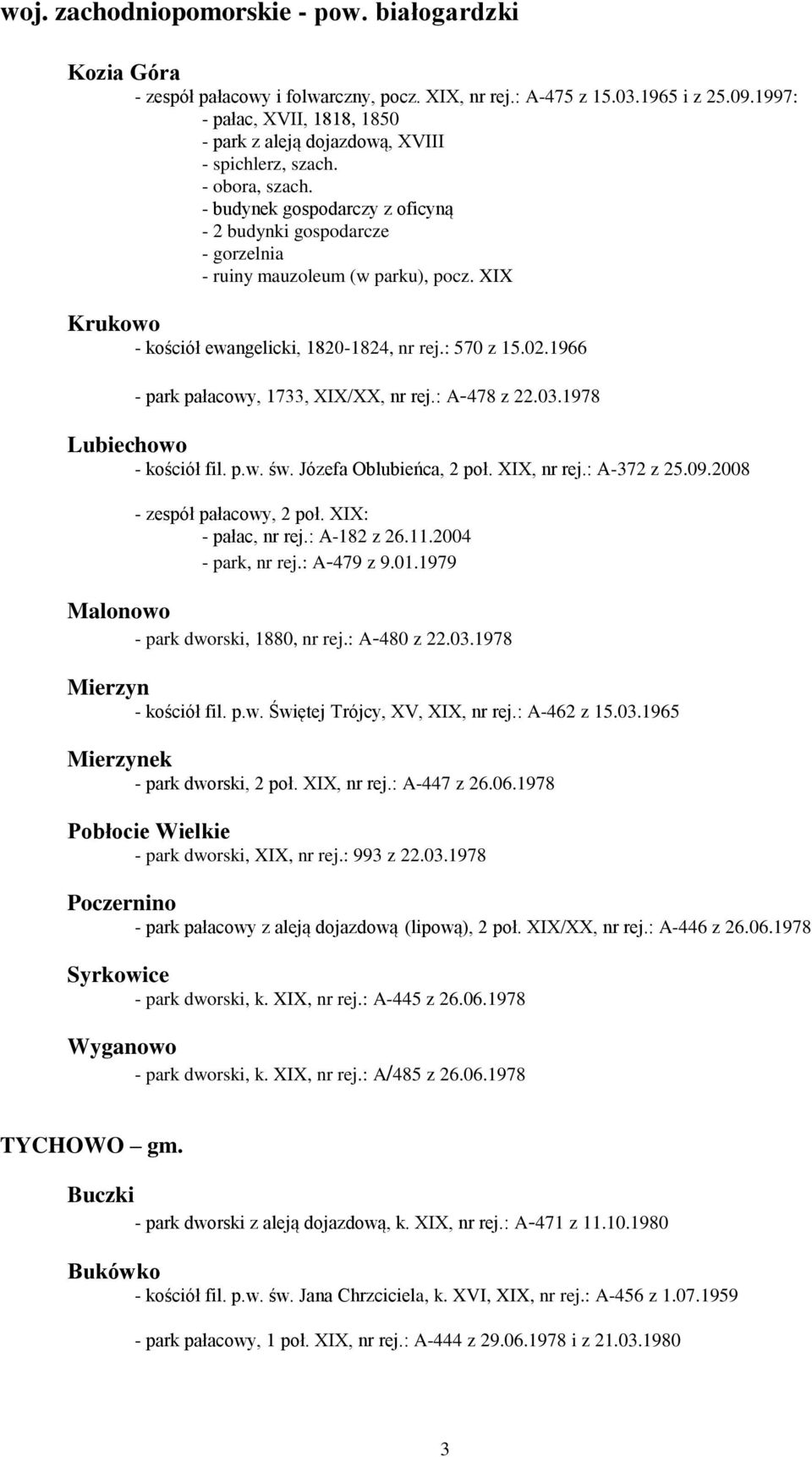 - budynek gospodarczy z oficyną - 2 budynki gospodarcze - gorzelnia - ruiny mauzoleum (w parku), pocz. XIX Krukowo - kościół ewangelicki, 1820-1824, nr rej.: 570 z 15.02.
