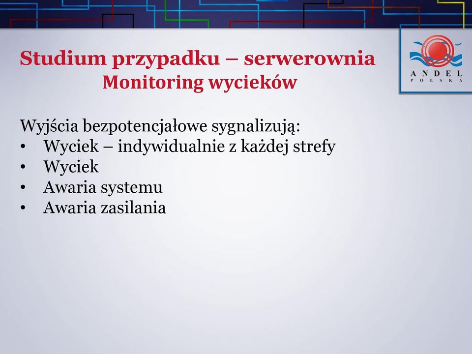 Wyciek indywidualnie z każdej