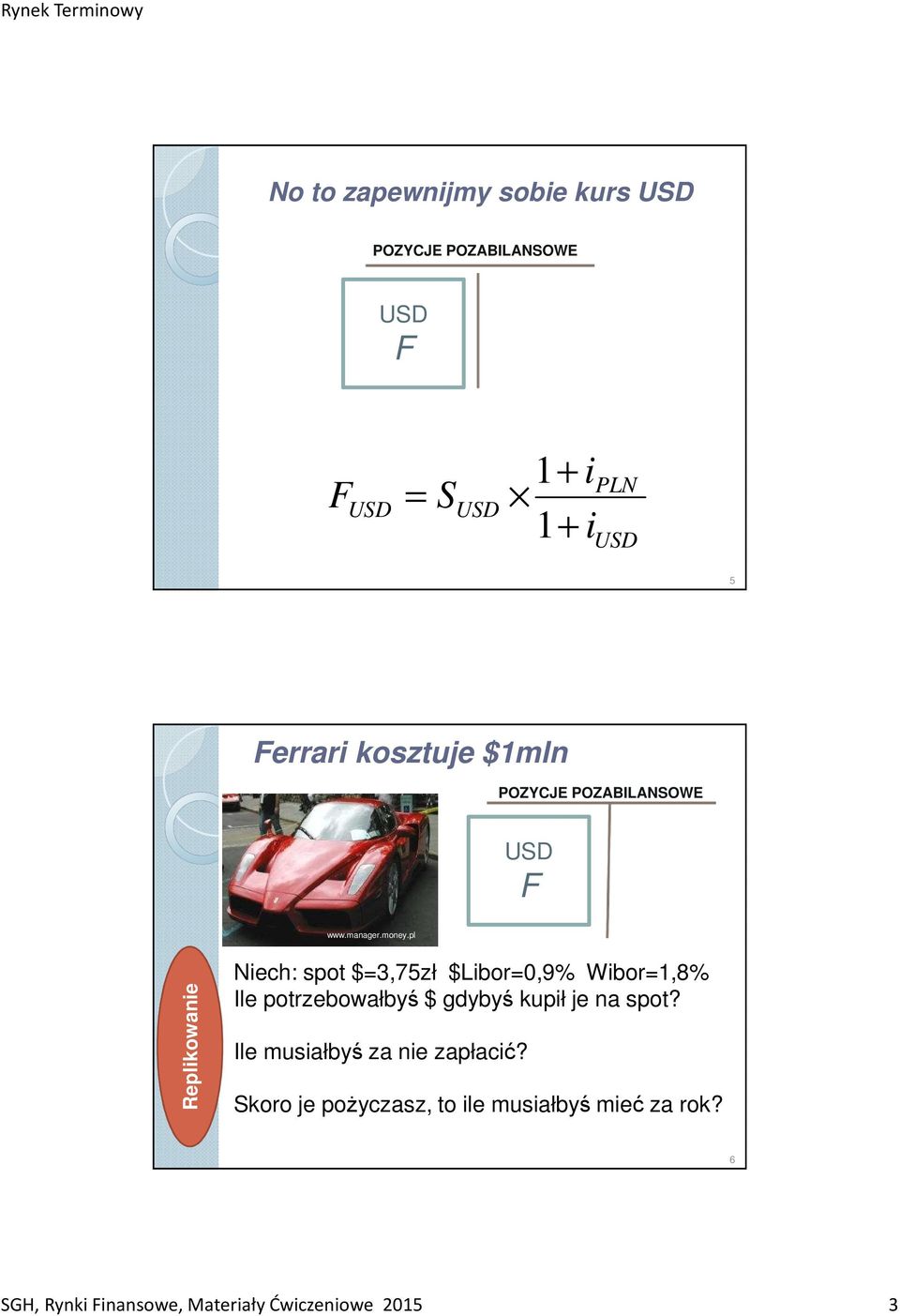 pl Replikowanie Niech: spot $=3,75zł $Libor=0,9% Wibor=1,8% Ile potrzebowałbyś $ gdybyś kupił