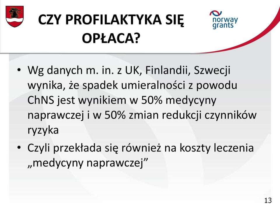 ChNS jest wynikiem w 50% medycyny naprawczej i w 50% zmian