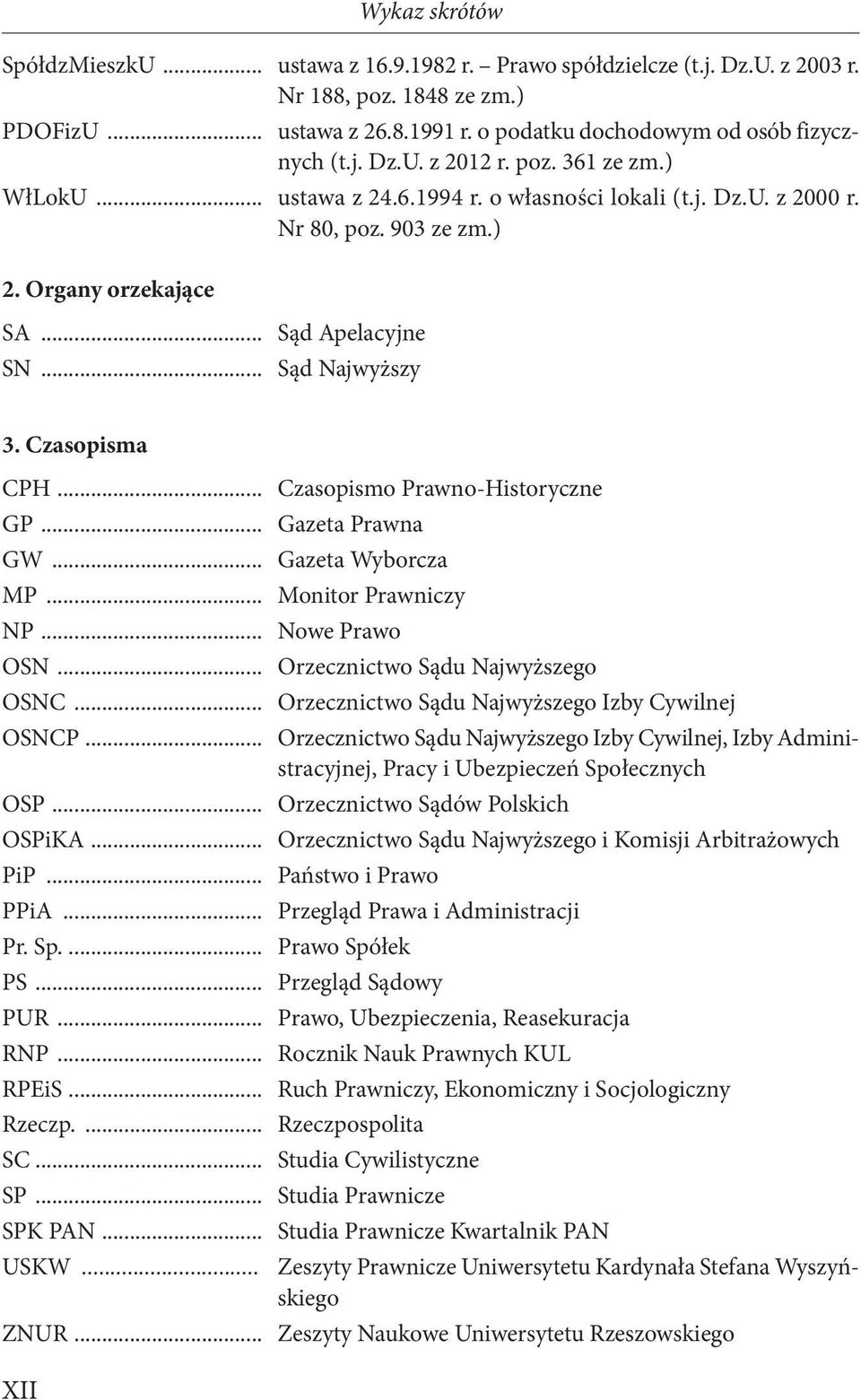 .. Czasopismo Prawno-Historyczne GP... Gazeta Prawna GW... Gazeta Wyborcza MP... Monitor Prawniczy NP... Nowe Prawo OSN... Orzecznictwo Sądu Najwyższego OSNC.