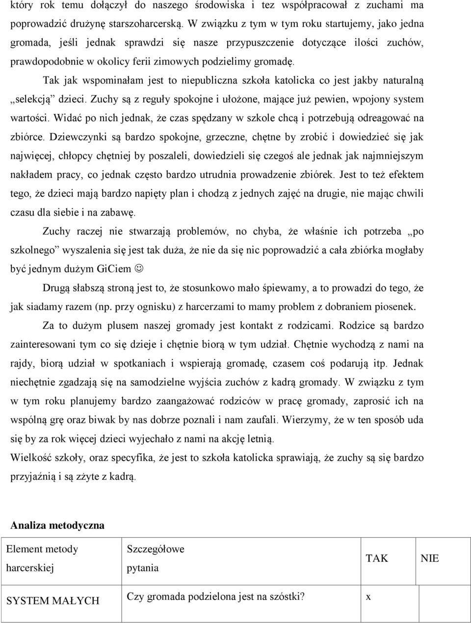 Tak jak wspominałam jest to niepubliczna szkoła katolicka co jest jakby naturalną selekcją dzieci. Zuchy są z reguły spokojne i ułożone, mające już pewien, wpojony system wartości.