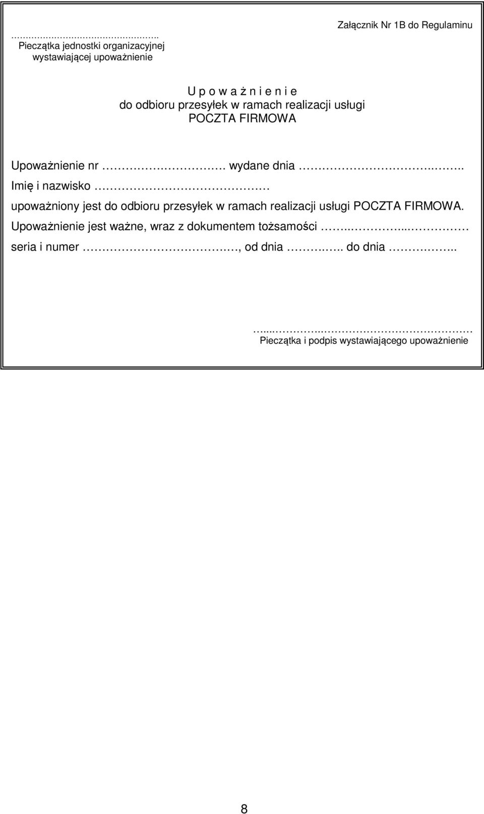 REGULAMIN świadczenia usługi POCZTA FIRMOWA - PDF Darmowe pobieranie