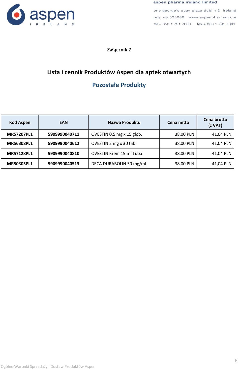 38,00 PLN 41,04 PLN MR56308PL1 5909990040612 OVESTIN 2 mg x 30 tabl.