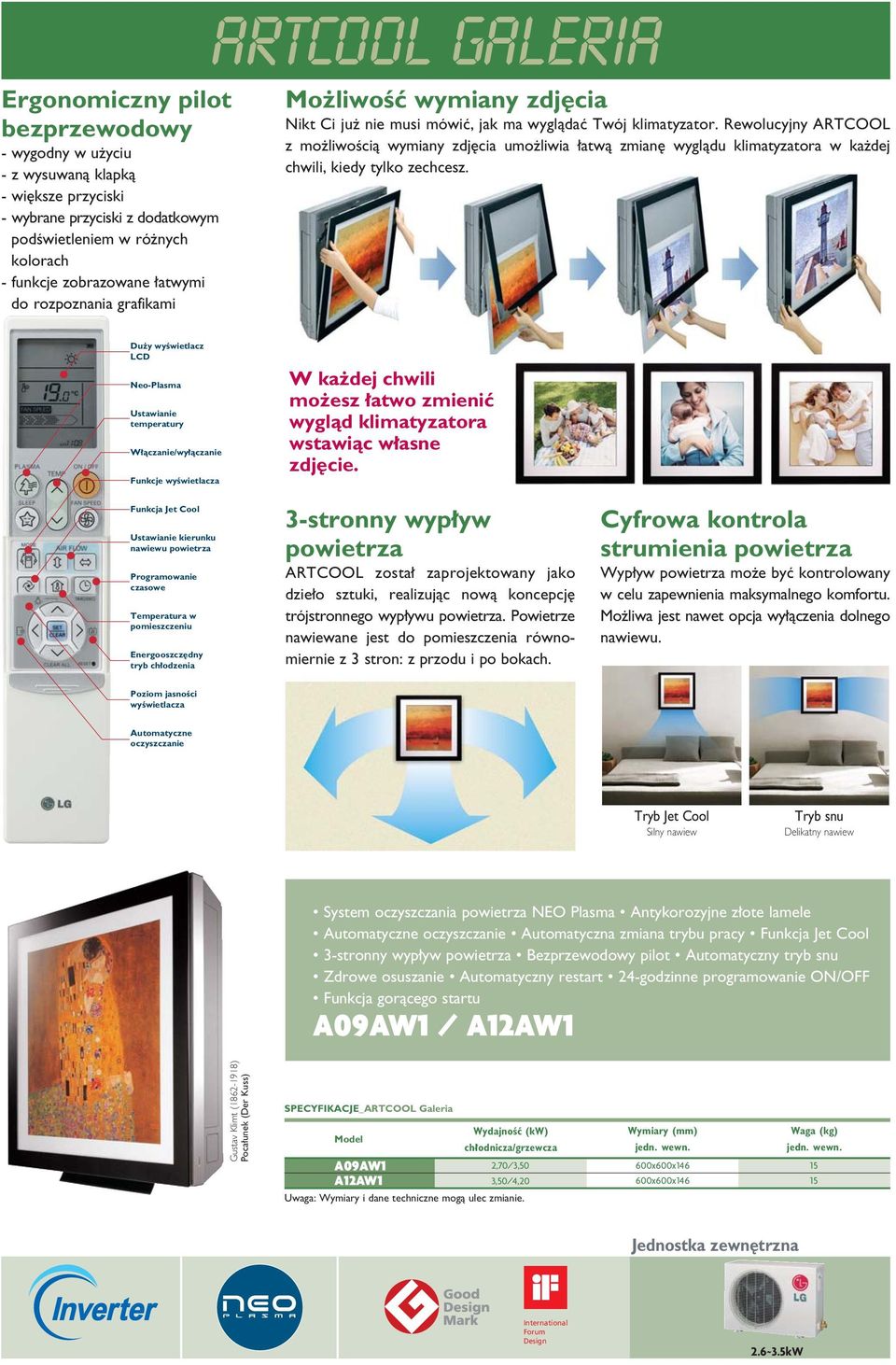 Rewolucyjny ARTCOOL z mo liwoêcià wymiany zdj cia umo liwia atwà zmian wyglàdu klimatyzatora w ka dej chwili, kiedy tylko zechcesz.