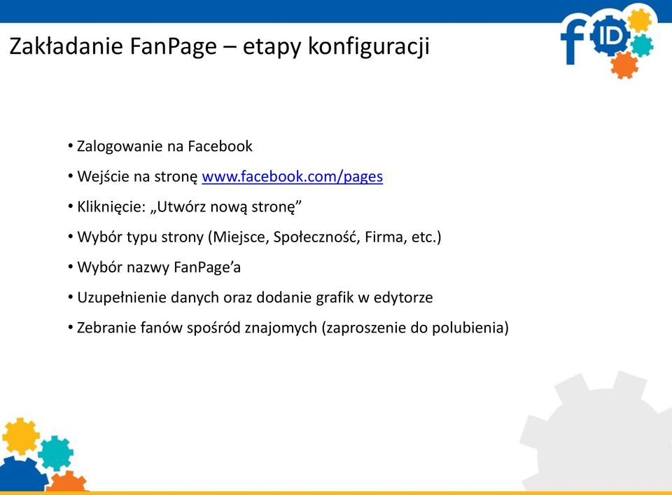 com/pages Kliknięcie: Utwórz nową stronę Wybór typu strony (Miejsce,