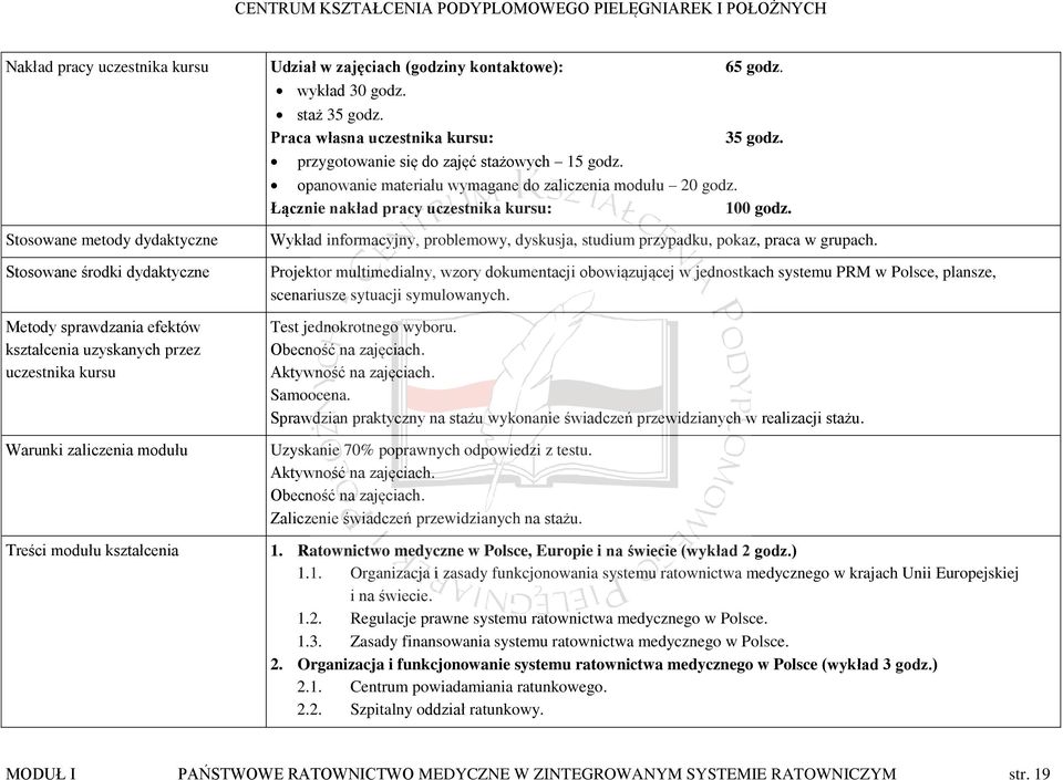 Wykład informacyjny, problemowy, dyskusja, studium przypadku, pokaz, praca w grupach.