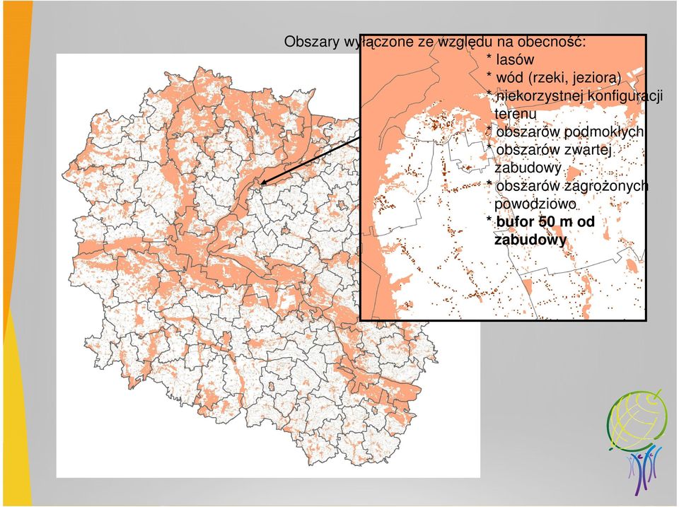 terenu * obszarów podmokłych * obszarów zwartej