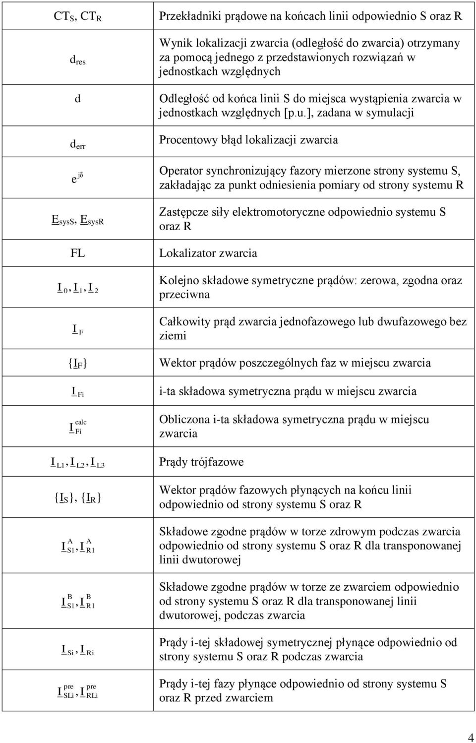 ], zadana w symulacji Procentowy błąd lokalizacji zwarcia Operator synchronizujący fazory mierzone strony systemu S, zakładając za punkt odniesienia pomiary od strony systemu R Zastępcze siły
