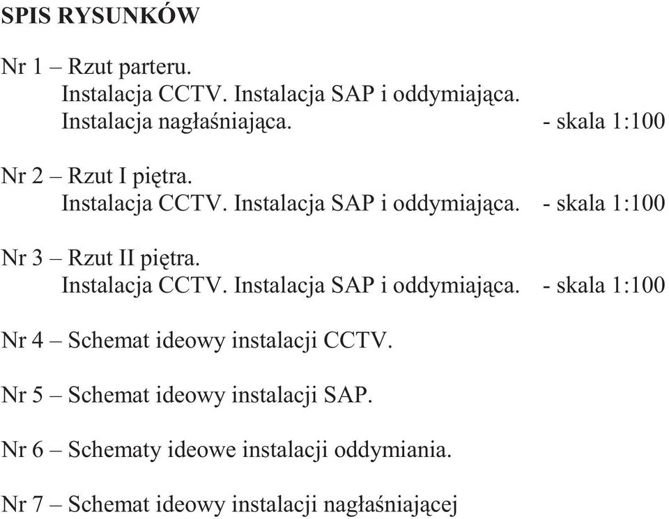 - skala 1:100 Nr 3 Rzut II pi tra. Instalacja CCTV. Instalacja SAP i oddymiaj ca.