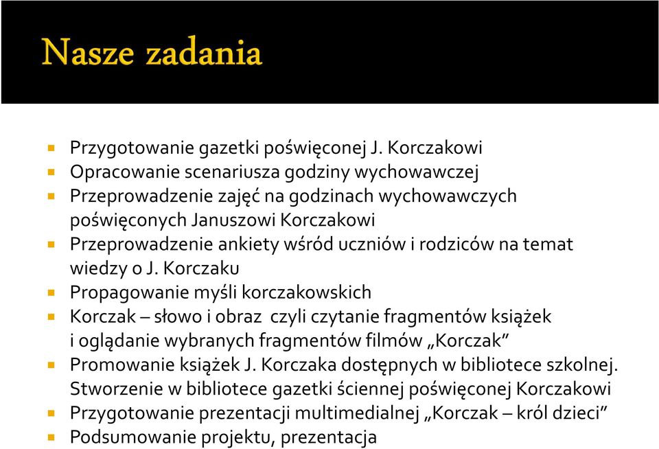 Przeprowadzenie ankiety wśród uczniów i rodziców na temat wiedzy o J.