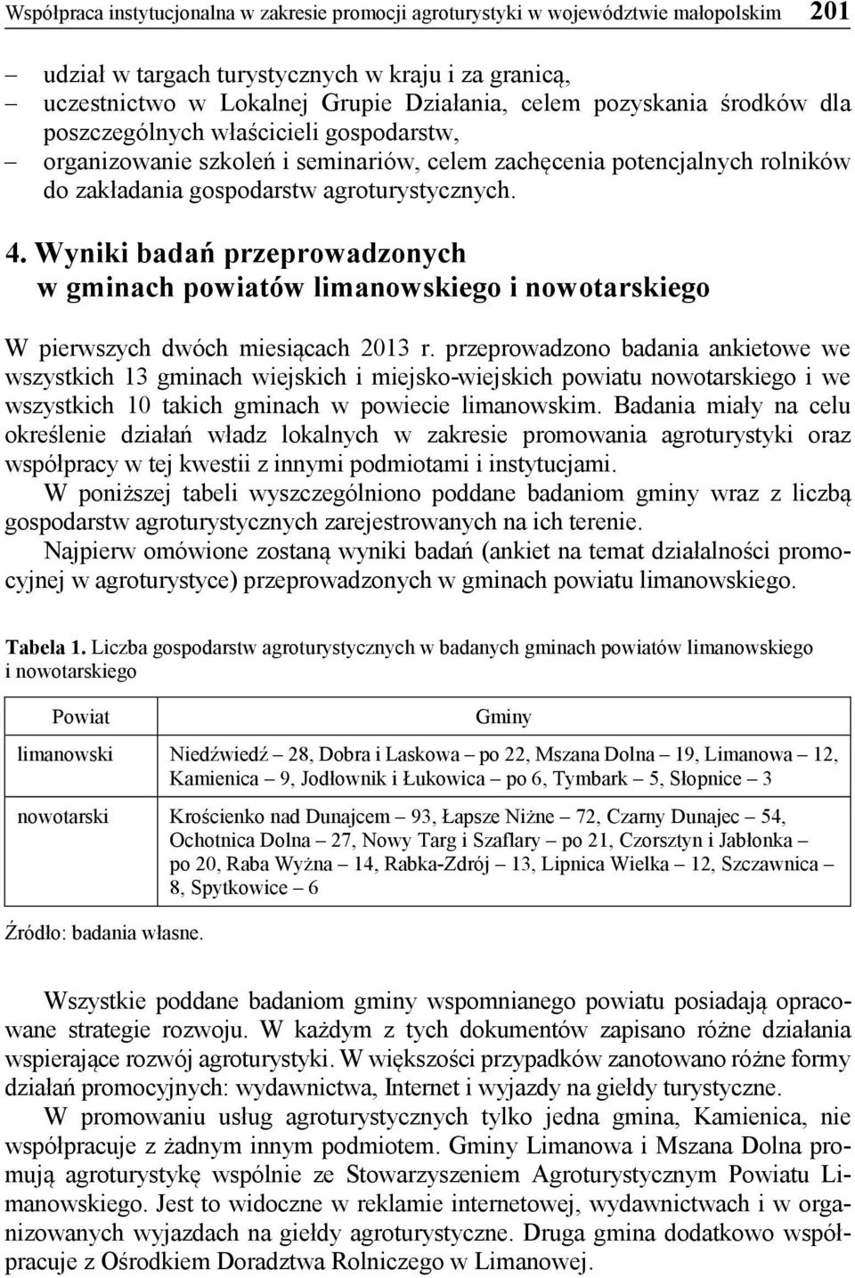 Wyniki badań przeprowadzonych w gminach powiatów limanowskiego i nowotarskiego W pierwszych dwóch miesiącach 2013 r.