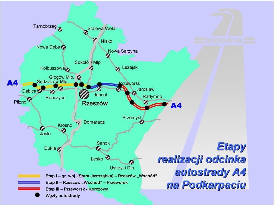 Ropczyce łańcut Rzeszów Przeworsk Jarosław Radymno A4 Przemyśl Domaradz Krosno Jasło Sanok Dukla Lesko Ustrzyki Dln.