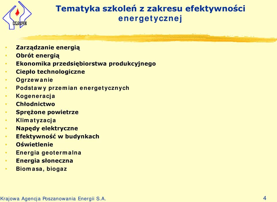 Kogeneracja Chłodnictwo Sprężone powietrze Klimatyzacja Napędy elektryczne Efektywność w budynkach