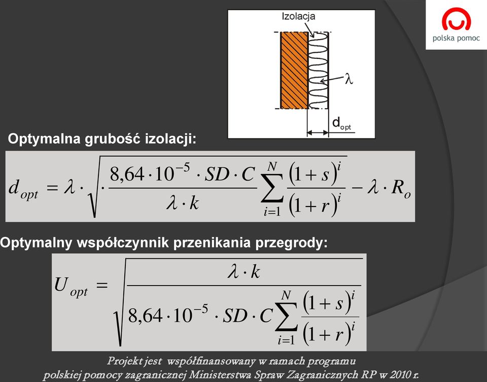 λ k SD C N ( 1+ s) ( 1+ r ) = 1 Projekt jest współfnansowany w ramach